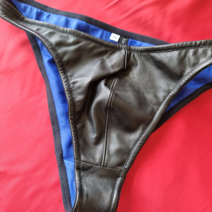 Men's Leather Lined Briefs 34 Black/Royal Blue - was £199