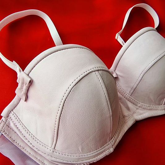 Leather balcony bra A-DD with straight top edge, underwired padded