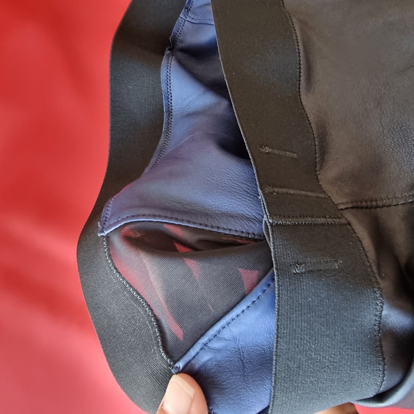 Leather Lined Fitted Boxer Briefs Black with k-ink blue lining size 36/L - now at 60% off