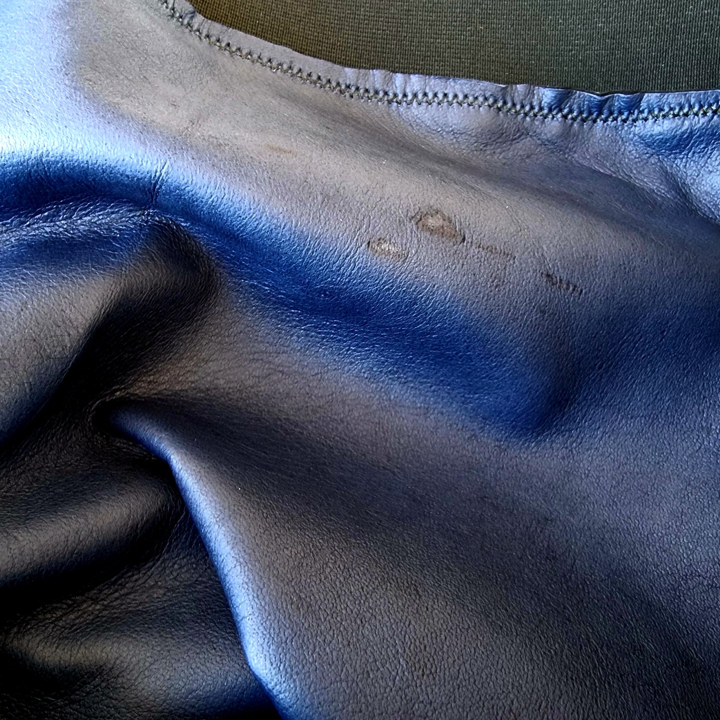 Leather Lined Fitted Boxer Briefs Black with k-ink blue lining size 36/L - now at 60% off