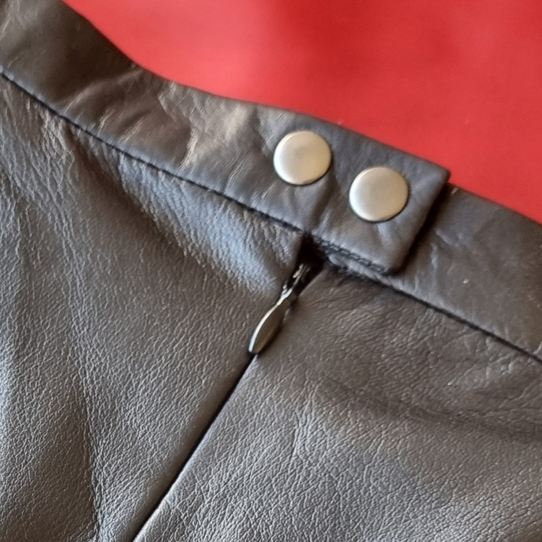 Knee Length Lamb Skin Pencil Skirt