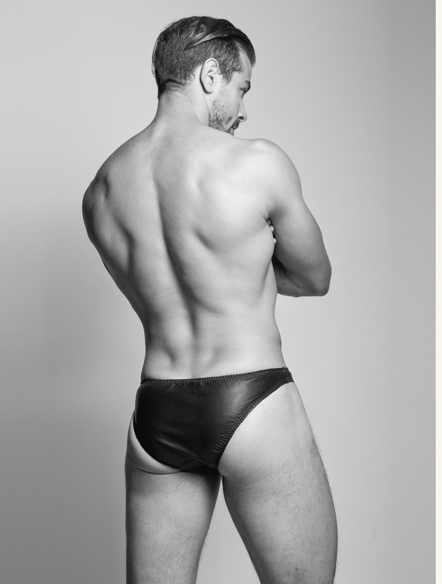 Black eather Men's Briefs - Washable Glove Leather