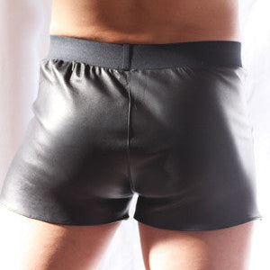 Handcrafted luxury leather boxer shorts for men in black