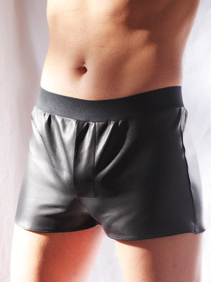 Handcrafted luxury leather boxer shorts for men in black