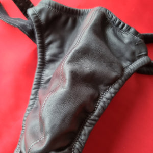 Men's Leather Lined Thong Black with Grey lining size 36/L - was £150