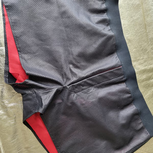 Leather Lined Baggy Boxers Perforated Black with lipstick red lining Size 40/XXL - was £240
