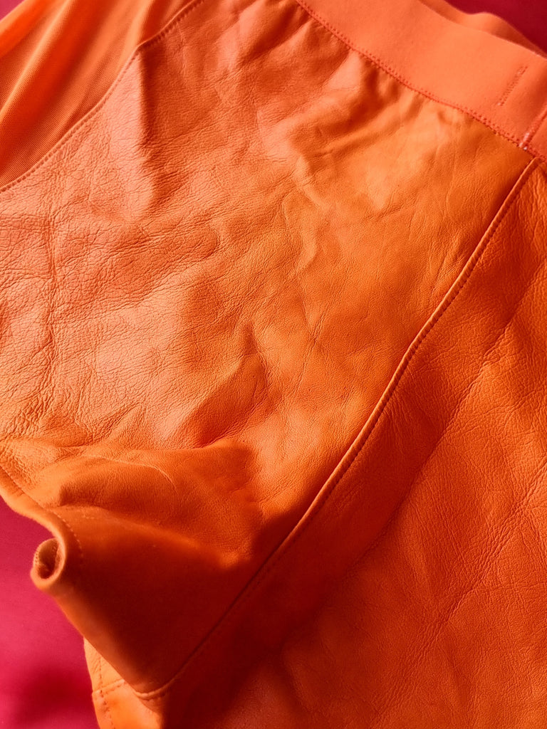 Mens Fitted Leather Boxer Briefs orange size 38