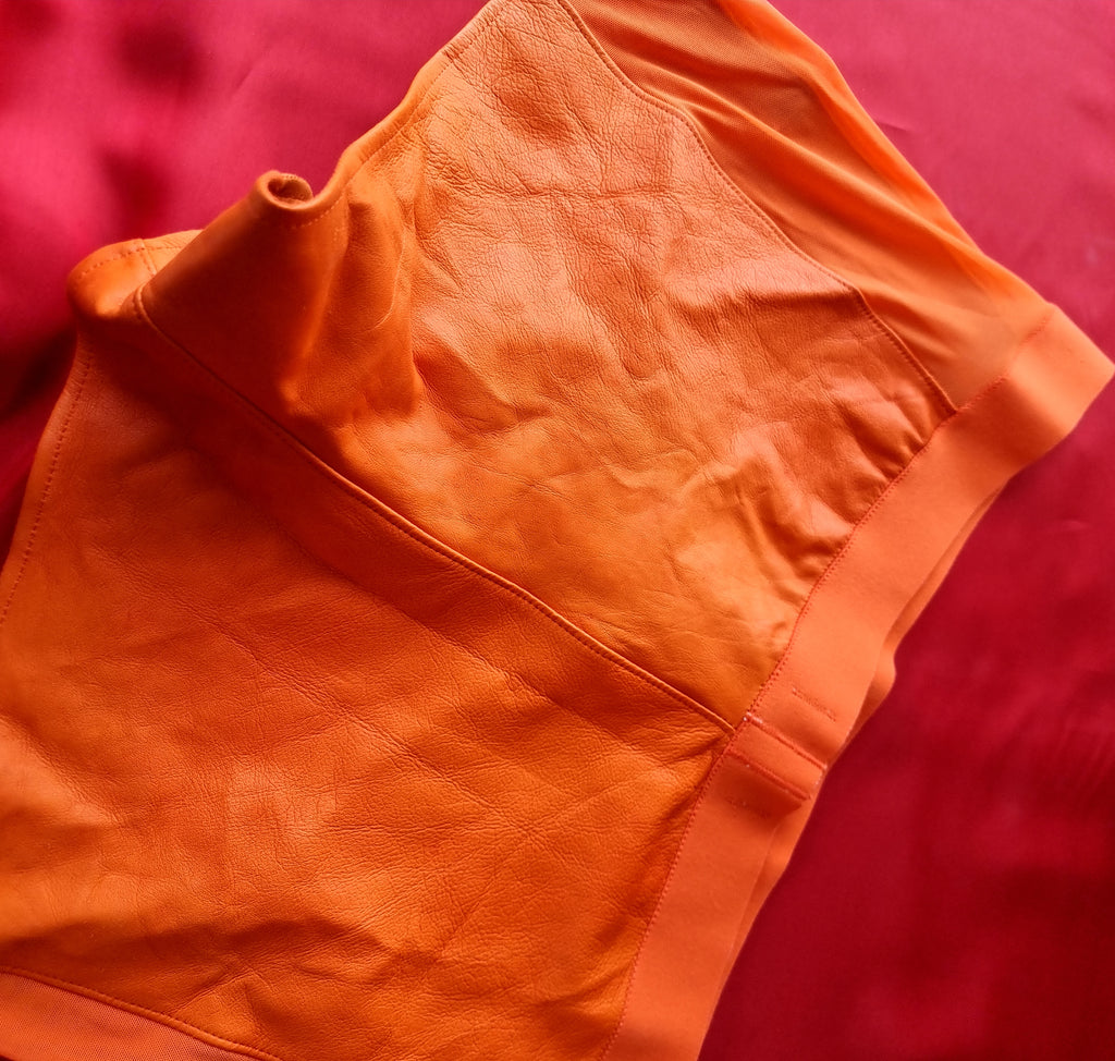 Mens Fitted Leather Boxer Briefs orange size 38