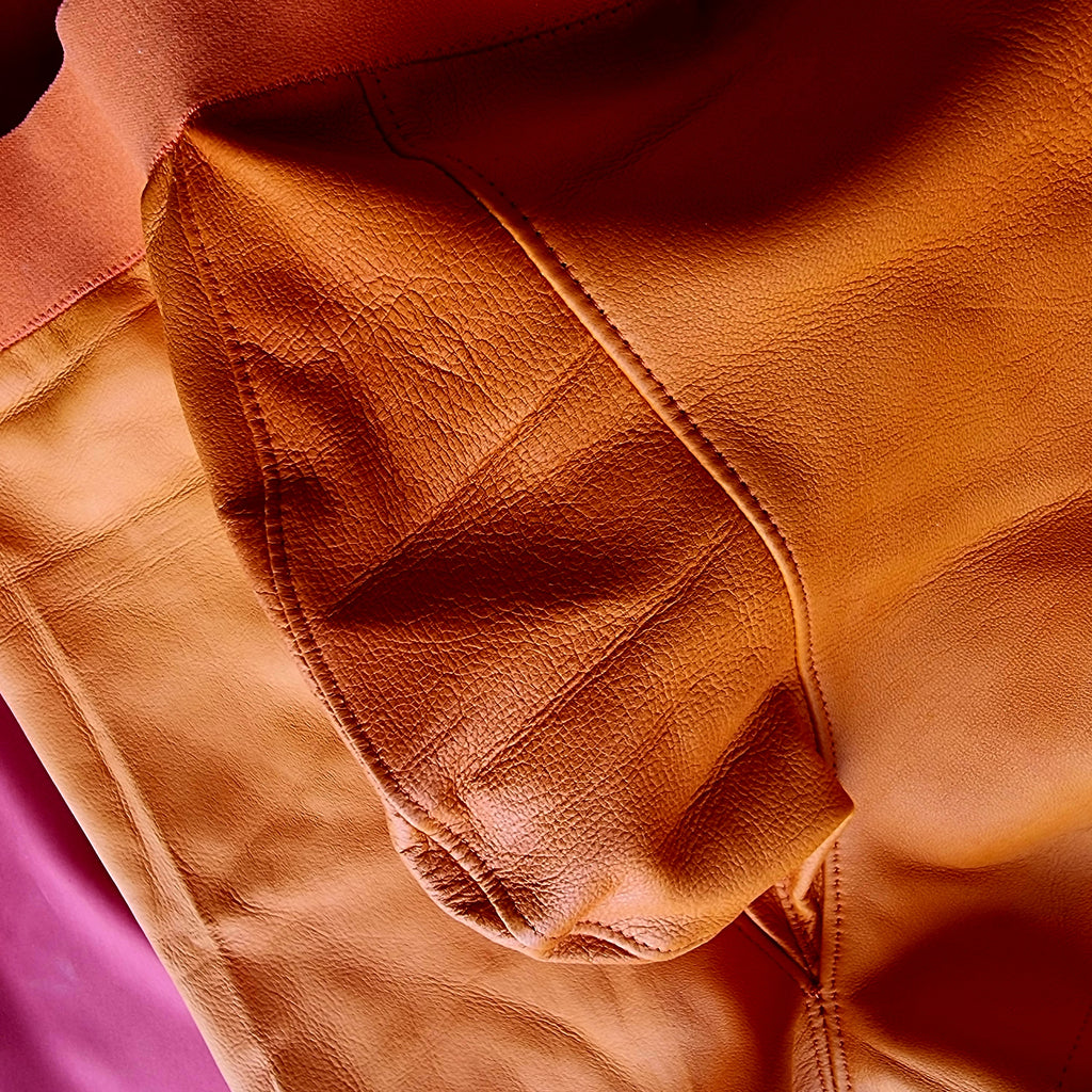 Mens Fitted Leather Boxer Briefs orange size 38