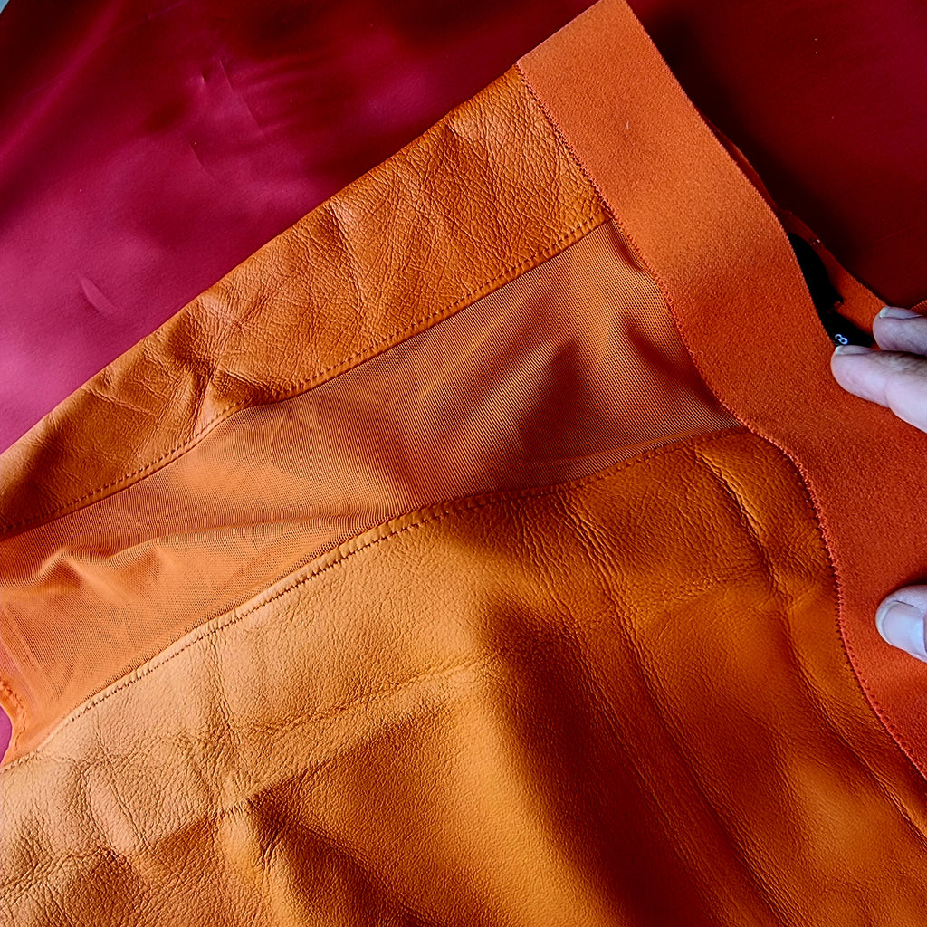 Mens Fitted Leather Boxer Briefs orange size 38