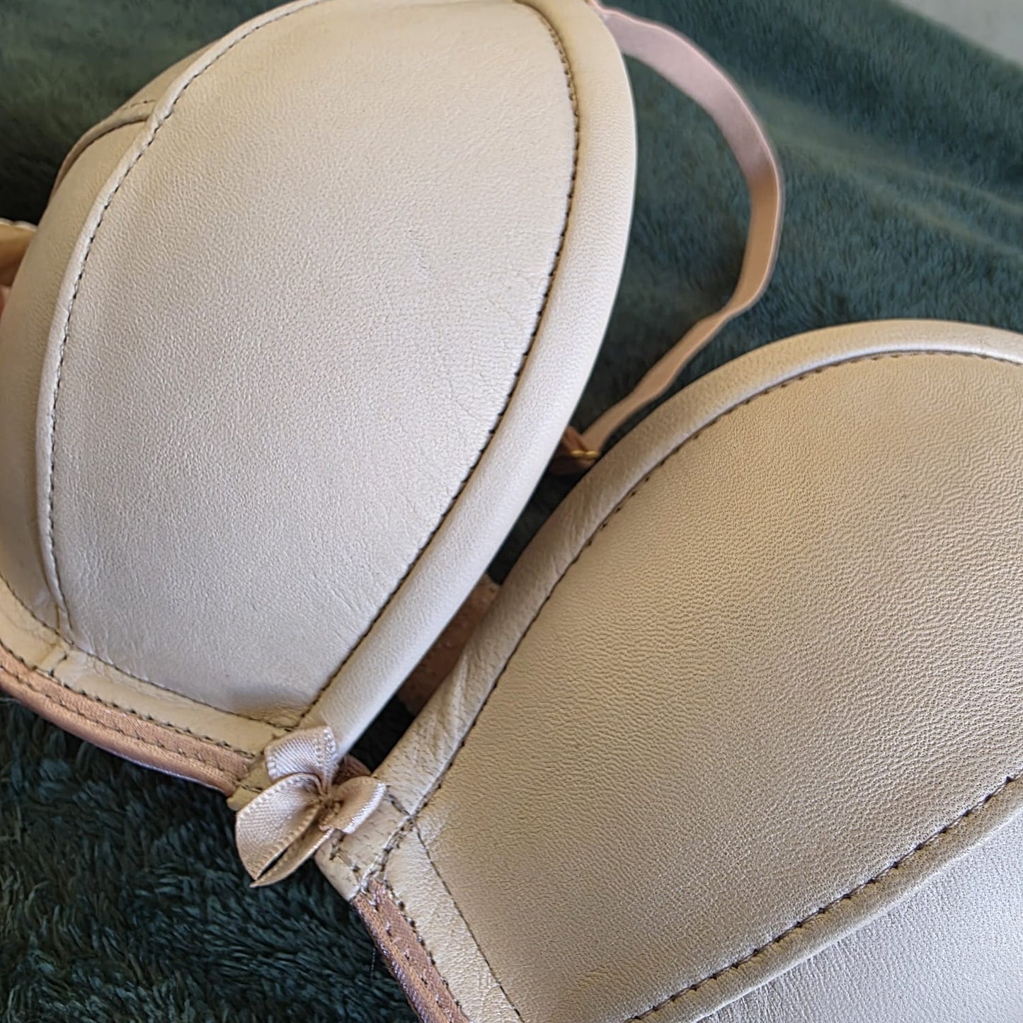 Leather Plunge Bra Latte - 34B