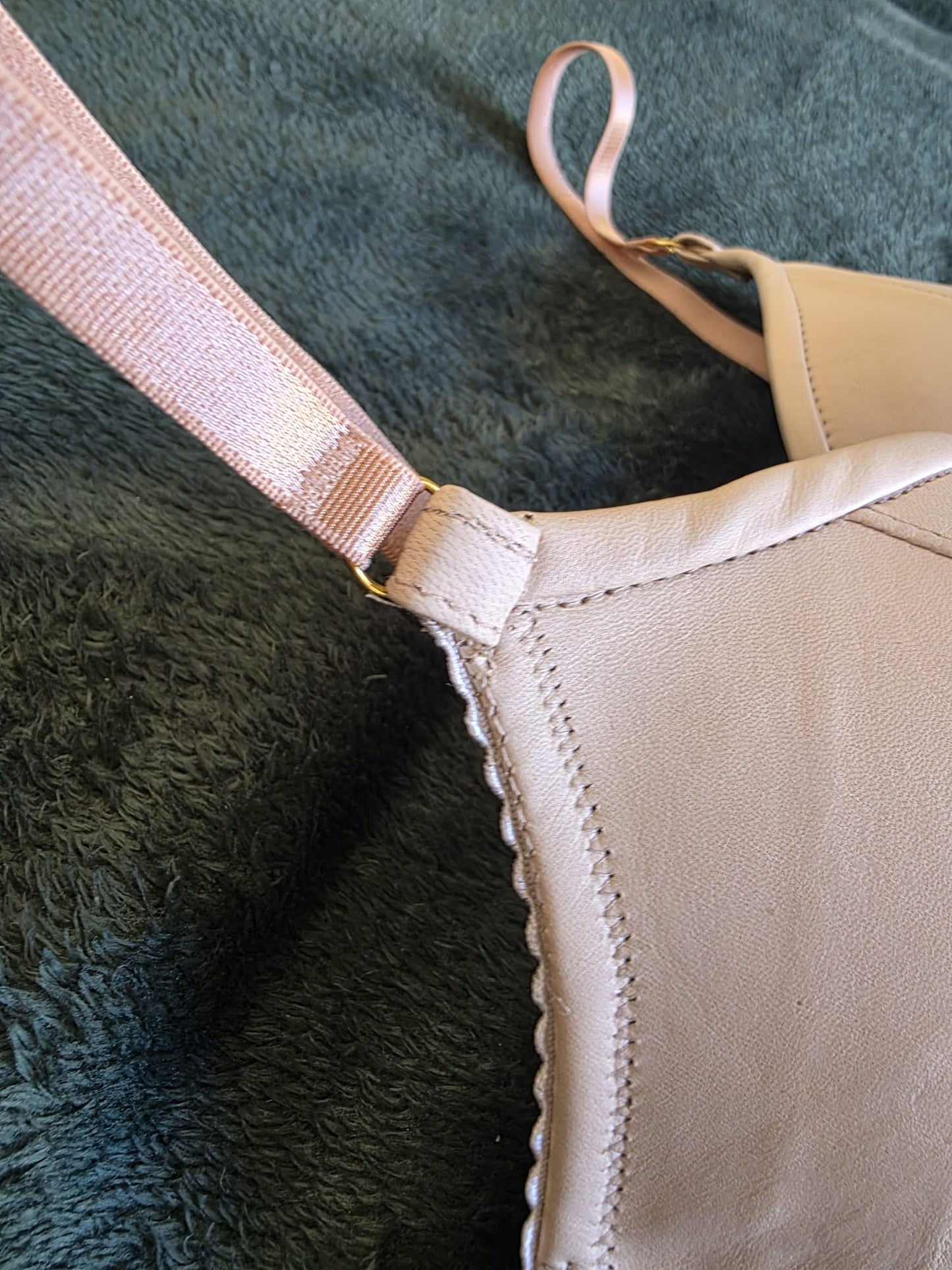 Leather Plunge Bra Latte - 34B