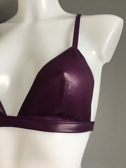 Halter Tie Leather Bikini Bra 30-44, A-J cups