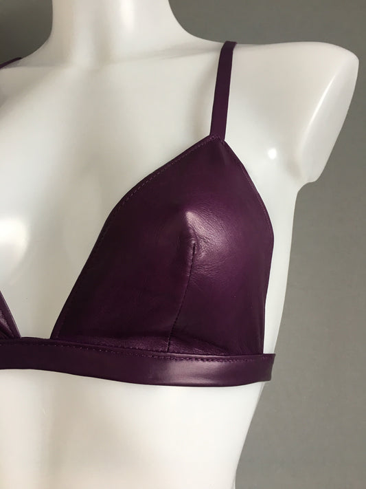 Halter Tie Leather Bikini Bra 32-44, A-J cups