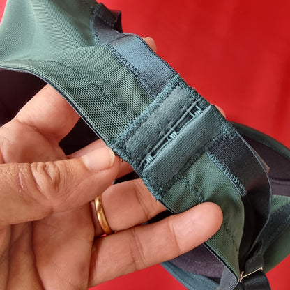 Leather balcony bra D-HH with curved top edge, wider straps

