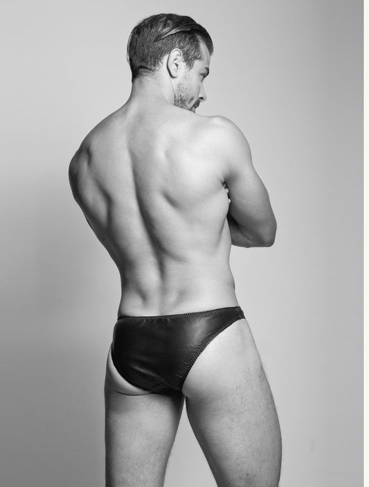 Men’s Leather Lined Briefs SLIGHT SECONDS 32, 34, 36, 38, 40 Black