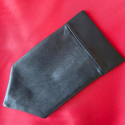Detailed texture shot of Lux Tenebrae supple washable glove leather pocket square

