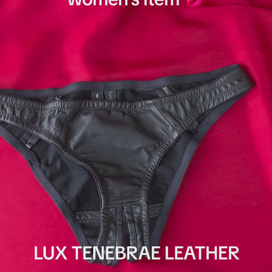 Leather Ouvert briefs for women