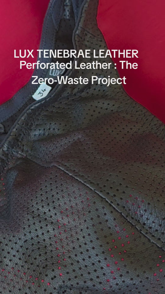 Leather Men's Thong perforated Black - The Zero-Waste Project (Pristine glove leather)