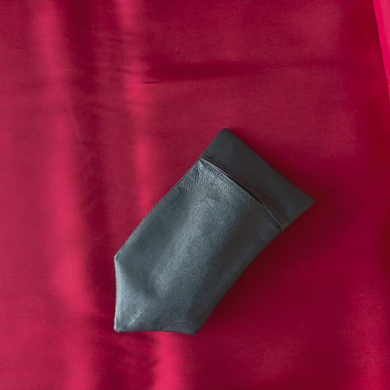 Lux Tenebrae black washable leather pocket square 

