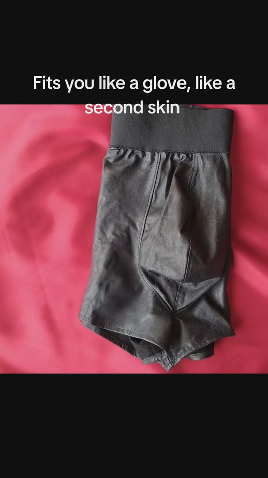 men's washable leather fitted boxer briefs Lux Tenebrae