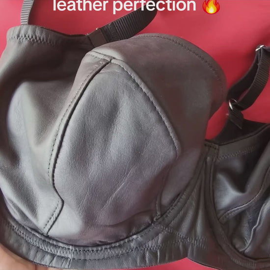 Black unpadded leather bra