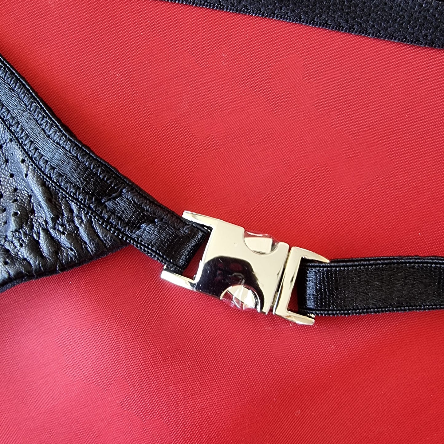 Adjustable Stripper String Perforated Black with silver metalwork size 10 - now at 70% off
