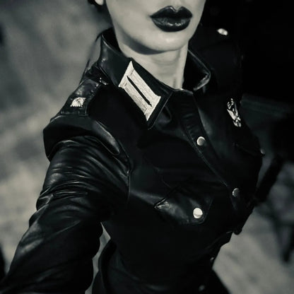 Leather Long Sleeve Military Shirt