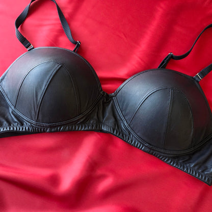 Men’s Black Leather Non-Wired T-Shirt Bra – 40-50 AA/A cup