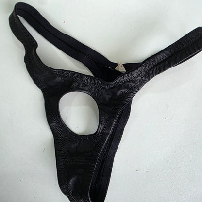 Men's Leather Lined Squeeze Thong Pristine size 30 black/olive 6cm