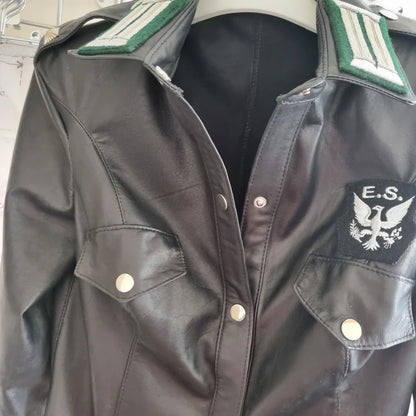 Leather Long Sleeve Military Shirt