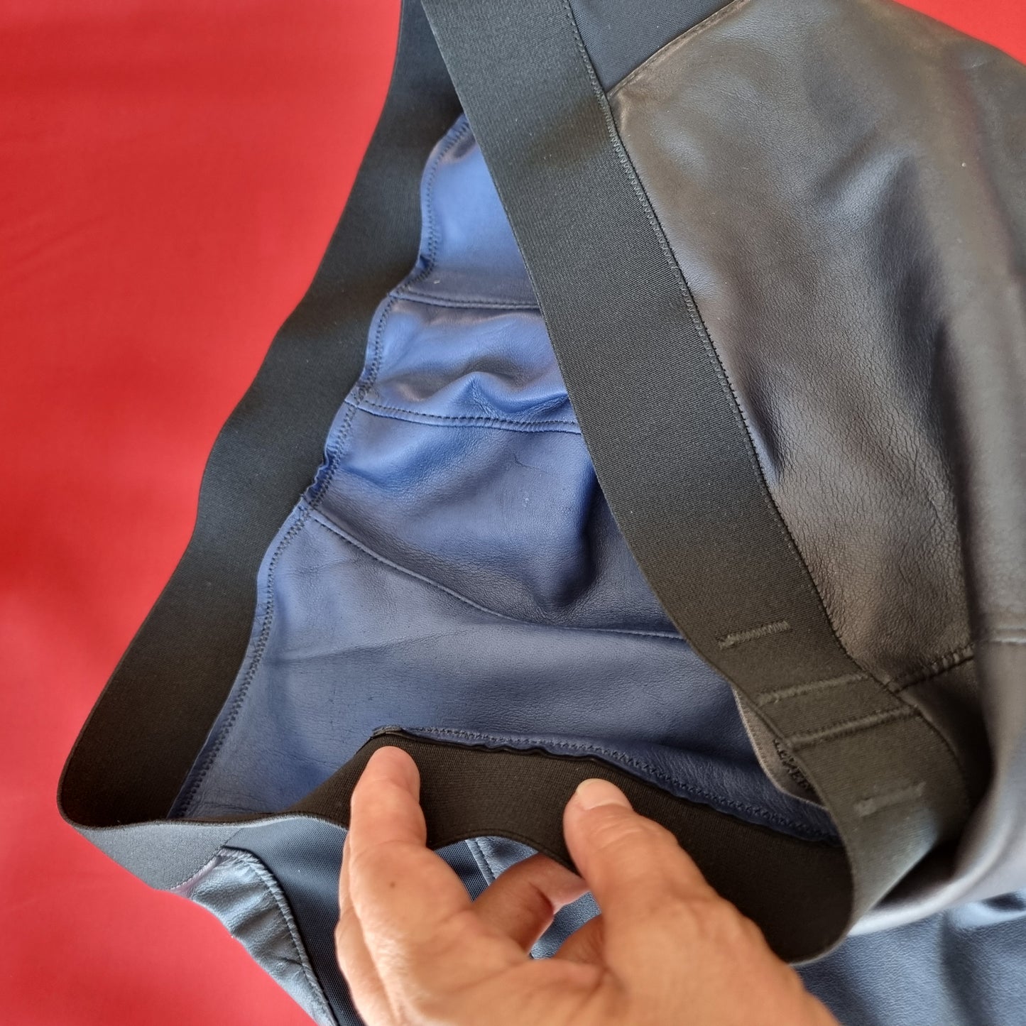 Leather Lined Fitted Boxer Briefs Black with k-ink blue lining size 36/L - now at 60% off