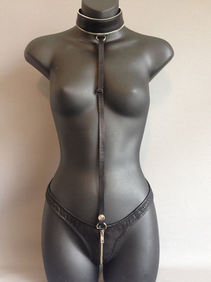Zip and Leather Body Harness