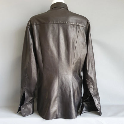 Leather Long Sleeve Military Shirt