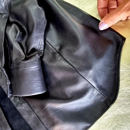 Leather Long Sleeve Military Shirt