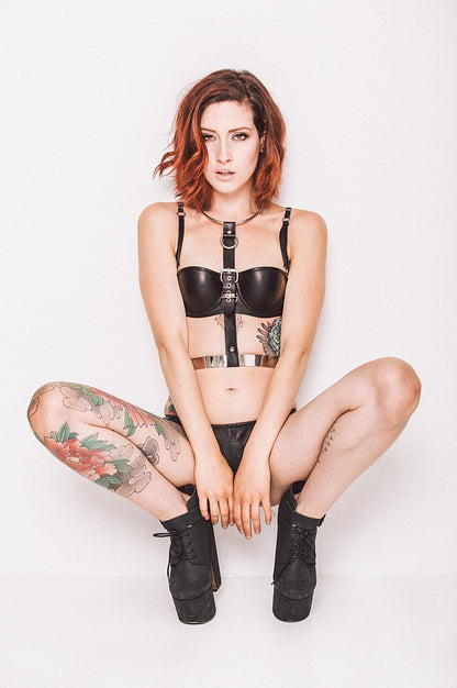 Metal and Leather Body Harness