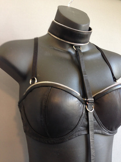 Zip and Leather Body Harness