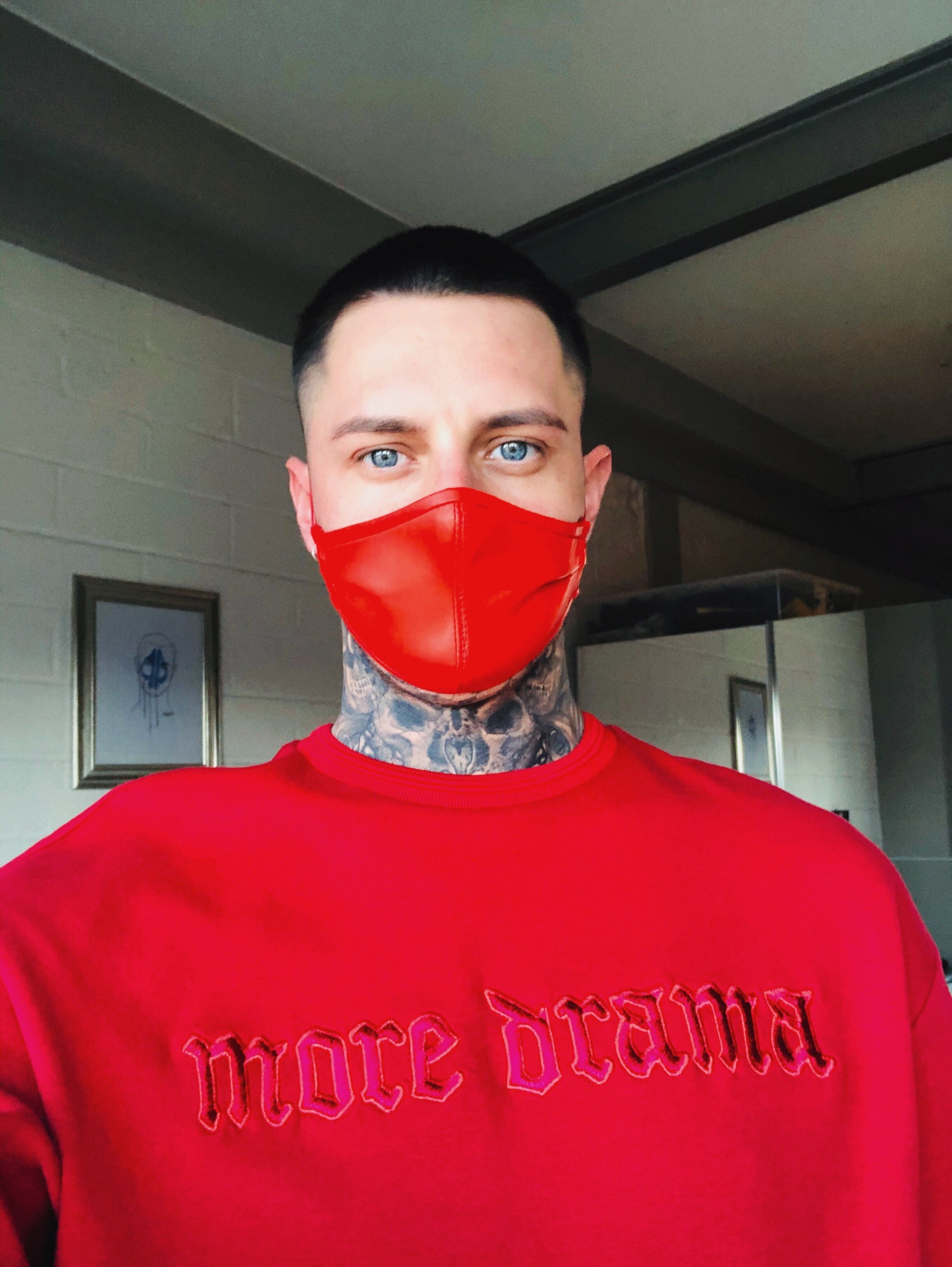 Red Leather face mask