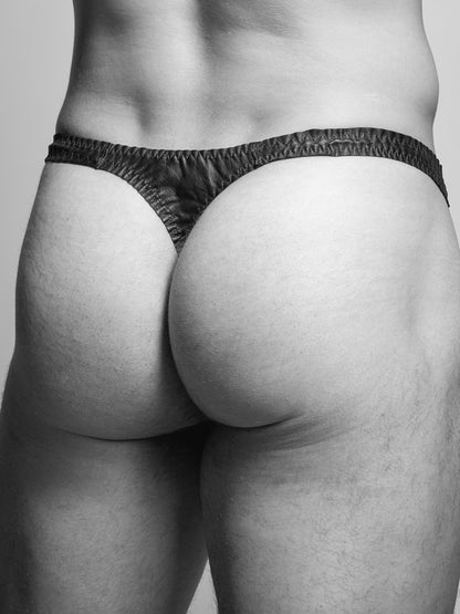 Men's Leather Zip Thong