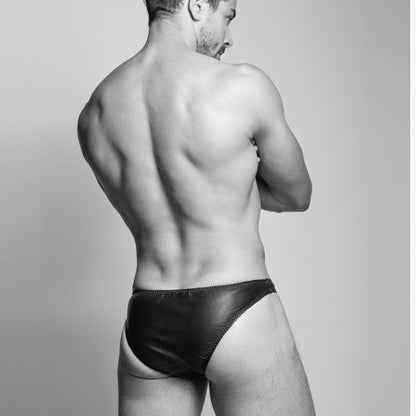 Leather men's O ring detail briefs