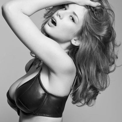 luxury padded plunge leather bra Made to order in 25 colours, sizes 32-40 A-H



