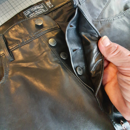 Handmade luxury straight leg leather jeans for men