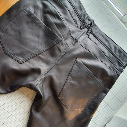 de luxury tapered leg leather jeans for men