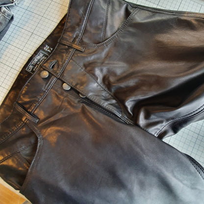 de luxury tapered leg leather jeans for men