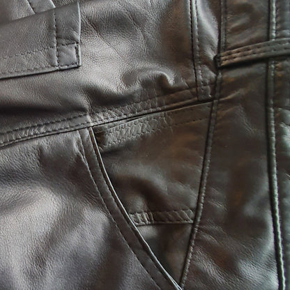 de luxury tapered leg leather jeans for men