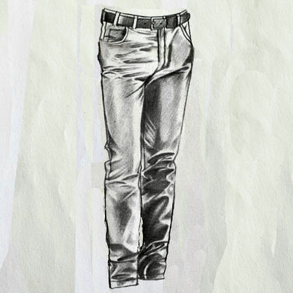 de luxury tapered leg leather jeans for men